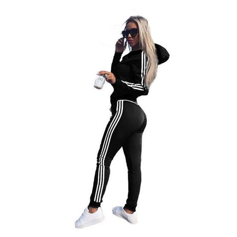 Hot Sale Two Pieces Set Clothing Leisure Sport Suit Hoody Sweatshirt & Pant Tracksuit for Women's Sports Suits Zipper