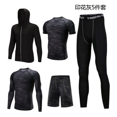 Men New Autumn And Winter Sportswear Fitness Suit Men's Outdoor Running Fitness Clothing Basketball Training Sportswear