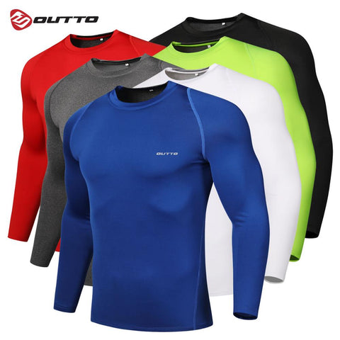 Outto Men's Cycling Base Layers Long Sleeves Compression Tights Bicycle Running Jersey Sports Underwear Fitness Gym Clothing